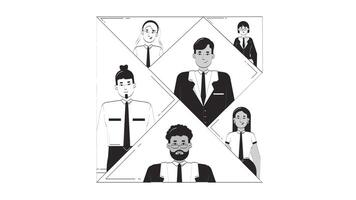 Team building business doodle outline animation. HR hand selecting right candidate for staff. Collaboration teambuilding animated sketch 2D concept isolated on white. 4K motion graphic video