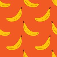 Seamless pattern with yellow bananas on bright red background. illustration for wrapping paper and fabric prints. vector
