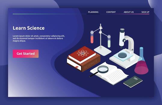Learn Science landing page isometric vector