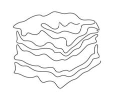 Puff pastry cake Line art dessert vector