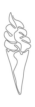 Swirl of soft-serve ice cream in cone vector