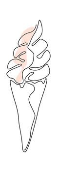 Swirl of soft-serve ice cream in cone Flat Illustration vector