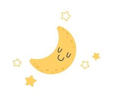 Starry night Moon with funny face and stars vector