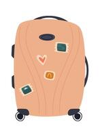 Rolling travel suitcase for clothes Flat Illustration Icon vector
