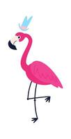 Funny flamingo character Flat Illustration vector