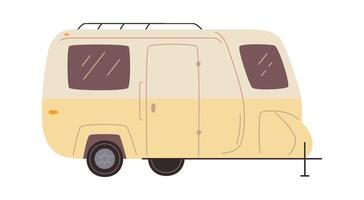 Travel car trailer flat illustration vector