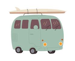 Travel bus with surfboard vector