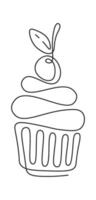 Pancake with cream in line art vector