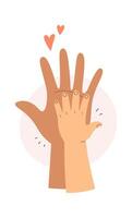 Adult holding small child hand Flat Illustration vector