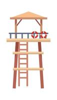 Wooden lifeguard station with stairs vector