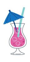 Cocktail with small umbrella in glass vector