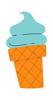 Soft serve ice cream in waffle cone vector