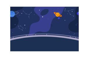 Observatory room Universe with planet and constellation background vector