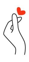 Lined fingers showing heart gesture vector