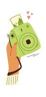 Hand hold camera Print picture vector
