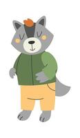 mapache en ropa vector