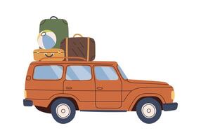 Travel car with suitcases vector