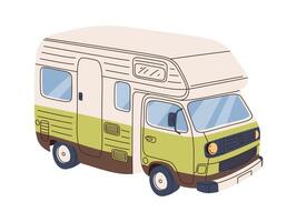 Campervan Travel car Flat Illustration vector