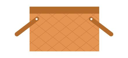 Wicker Picnic Basket Flat Illustration Icon vector