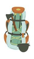 Hiking backpack for camping Flat Illustration Icon vector