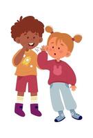 Kids standing and whispering vector