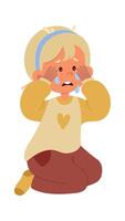 Crying Girl Sitting vector