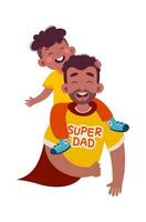 Son Sitting On Father Shoulders vector