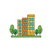 Illustration of small scale architectural model with trees and structures in doodle form vector
