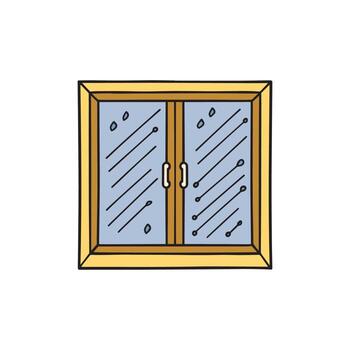 Illustration of a window glass showing glazing points and simple frame vector