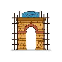Illustration of a scaffold supported stone arch featuring central keystone design vector