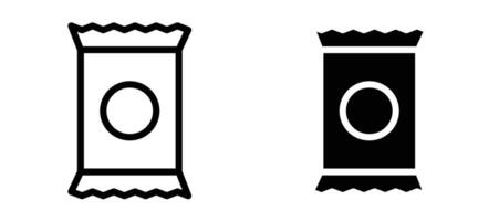 Chips bag icon collection line and flat style. modern concept, outline style, black color vector