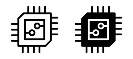Chip icon collection line and flat style. modern concept, outline style, black color vector