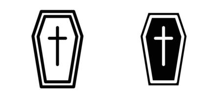 Coffin icon collection line and flat style. modern concept, outline style, black color vector