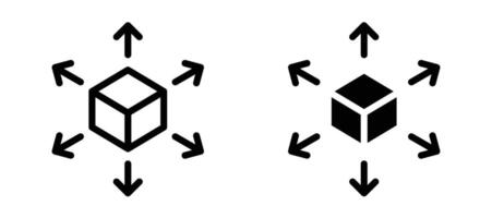 Distribution channel icon collection line and flat style. modern concept, outline style, black color vector