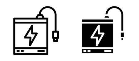 Power bank icon collection line and flat style. modern concept, outline style, black color vector