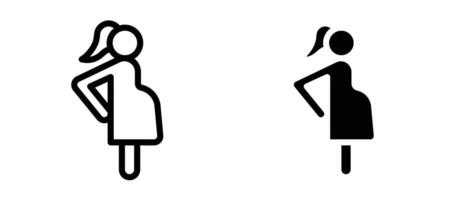 Pregnant woman icon collection line and flat style. modern concept, outline style, black color vector