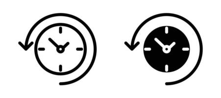 Rewind time icon collection line and flat style. modern concept, outline style, black color vector