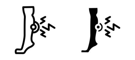 Shin pain icon collection line and flat style. modern concept, outline style, black color vector