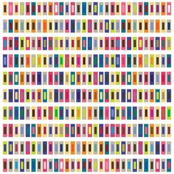 A lively repeat pattern of multicolored squares set against a white backdrop. vector
