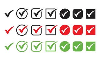 Set icon check with correct, accept checkmark icons vector