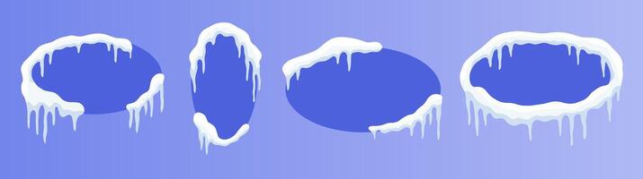 Versatile Snow-Capped Banners. Customizable oval Winter Ad Designs vector