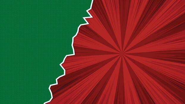 Abstract Red Explosion Background with Green Torn Paper Border vector