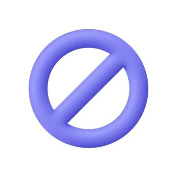 Purple no entry or prohibition symbol. Restriction, denial, forbidden, alerts, user interface warnings and blocked access concept. 3d icon. Cartoon minimal style. vector