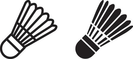 Two black and white icons of badminton shuttlecocks on white background sport game vector