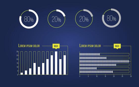 Futuristic digital data visualization with graphs and circles vector