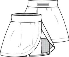 A drawing of a skirt with a zipper on the side vector
