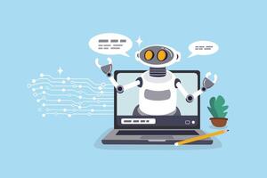 robot on laptop screen vector