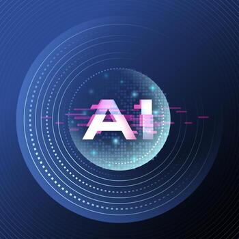 Digital AI Interface Background with Data Grid Effect vector