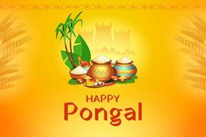 Pongal celebration with decorative pots vector