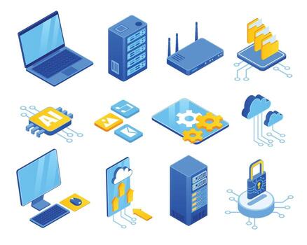 Technology icons for cloud and networking vector